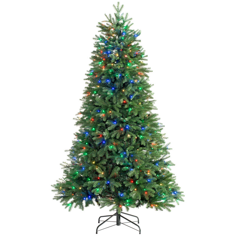 Lighted Artificial Pine Christmas Tree, 5.91ft H x 4.08ft W x 4.08ft D
