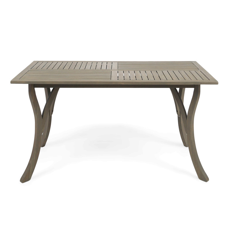 Outdoor 59 Inch Rectangular Solid Wood Table Dining Table,Teak Finish, Brown