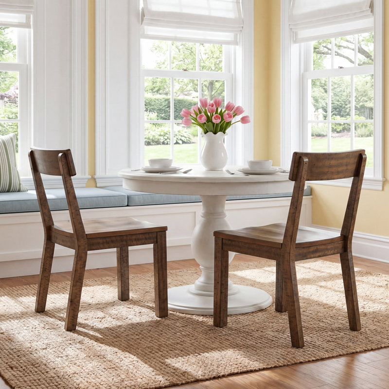 Rustic Solid Wood Dining Chair in Dark Brown Finish
