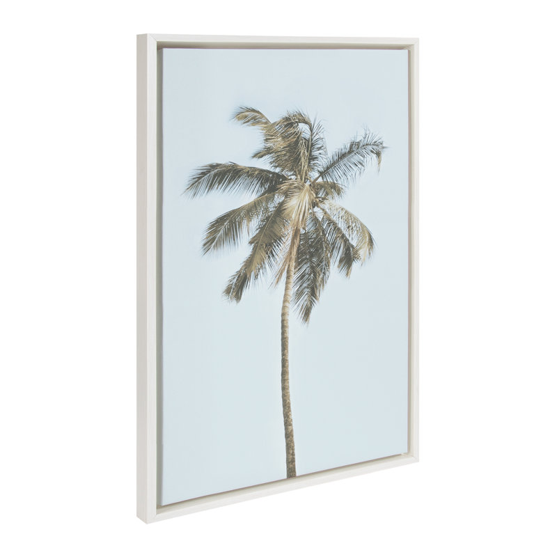 «One Coconut Palm Tree» par The Creative Bunch Studio, reproduction d'art sur toile encadrée, Blanc