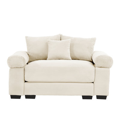 54.3" Cream Corduroy Oversized Modular Chair and a Half, Cloud Lounge Accent Seating for Living Room & Study