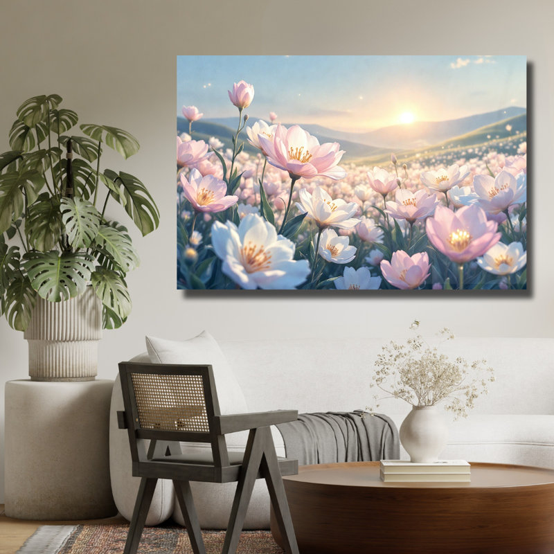 Art mural en verre trempé Wildflower Field, 30" H x 40" W