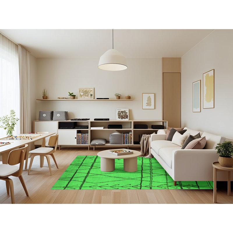 Iarlaith Washable Geometric Indoor Rug, Rectangle 7' x 9'