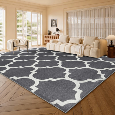 Abstract Machine Printed Shag Area Rug