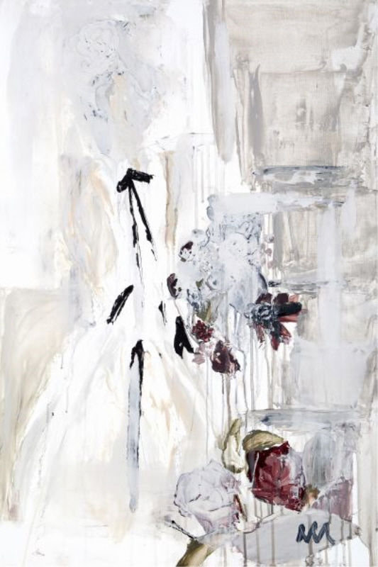 Laced Linen Print by Mia Malcolm Studio, Glass Coat, 54" H x 36" W