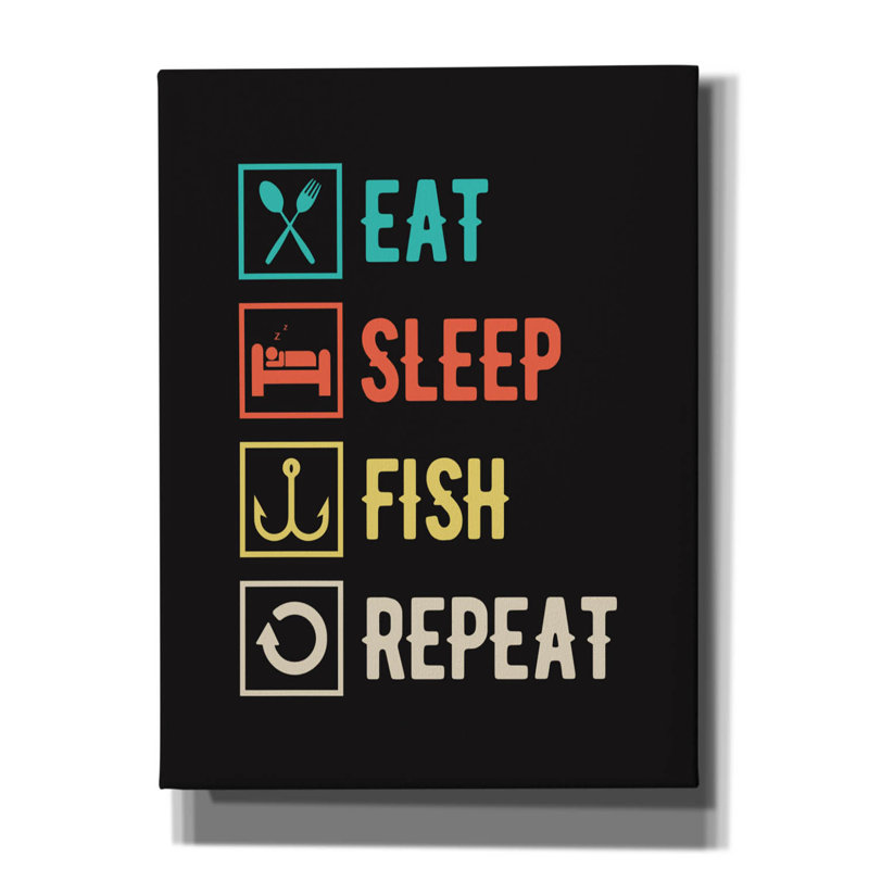 «Eat Sleep Fish Répétition» par Epic Graffiti Portfolio, H 16 po x l 12 po x P 0,75 po
