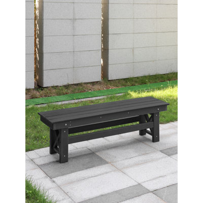 SeeHill HDPE Outdoor Bench, 55" Patio Bench Outdoor Furniture, Poly Lumber Adirondack Bench, Fade-Resistant Garden Bench, All Weather HDPE Bench for P by Latitude Run