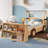 Twin Size Car Bed with Storage Shelves, Kids Platform Bed with Cute Car-shape, Childlike Design, Natural-1567806256