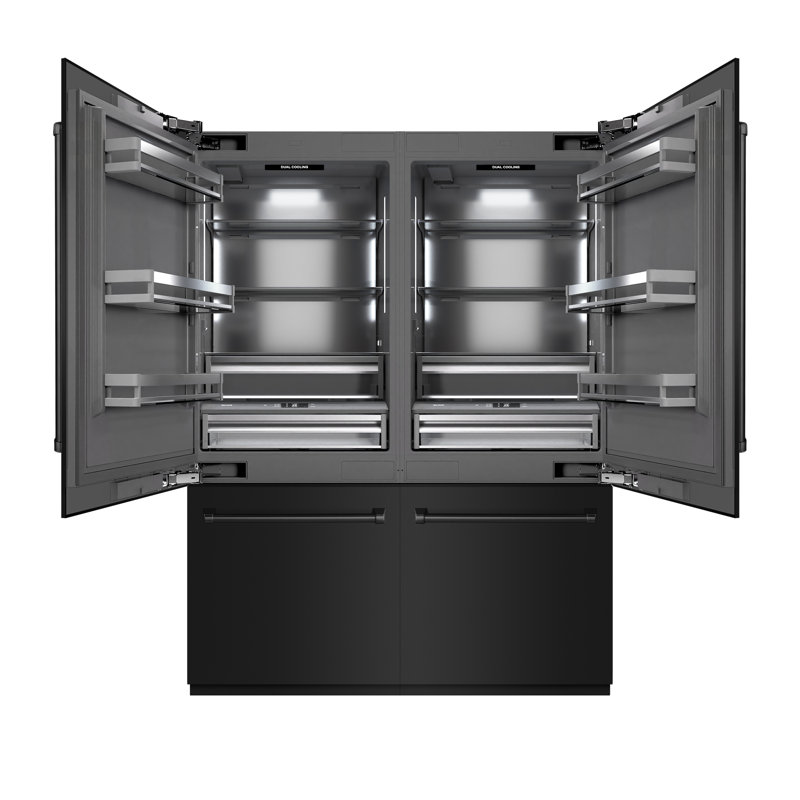 ZLINE 60 in. 32.2 cu. ft. French Door Built-In Bottom Freezer Refrigerator with Water Dispensers and Ice Makers with Graphite Gray Interior