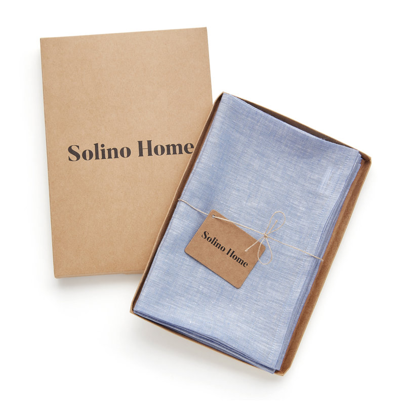 100% Pure Linen Dinner Napkins - Athena, Chambray Blue