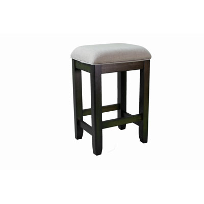Upholstered Counter Stool with Solid Wood Frame