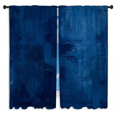 Textured Blue Abstract Window Curtains Abstract Sheer & Room Darkening - 2 Panels