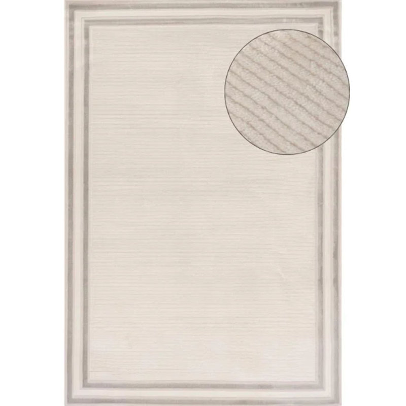 Carmel Modern Bordered Cream/Grey Area Rug, Rectangle 160 x 230 cm