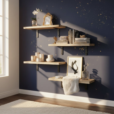 4 Piece Wood Floating Shelf