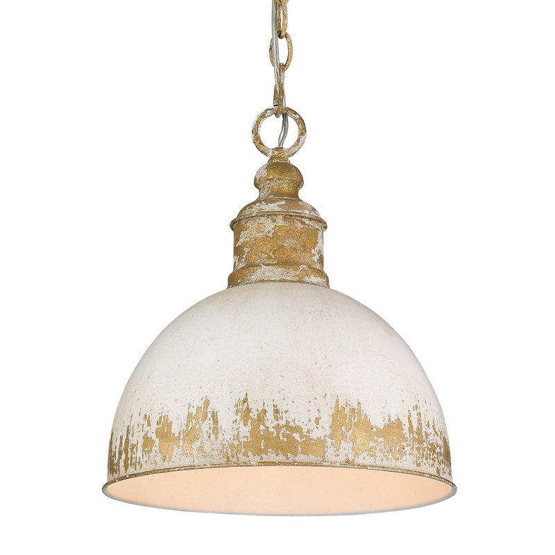 Luminaire suspendu simple à 1 lumière Avighna, Abat-jour ivoire antique