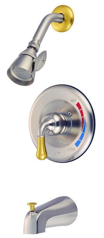 Kingston Brass Magellan Single-Handle Pressure Balanced Tub and Shower Faucet, Brushed Nickel/Polished Brass