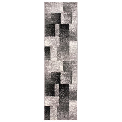 Damarus Geometric Gray/Ivory/Black Area Rug