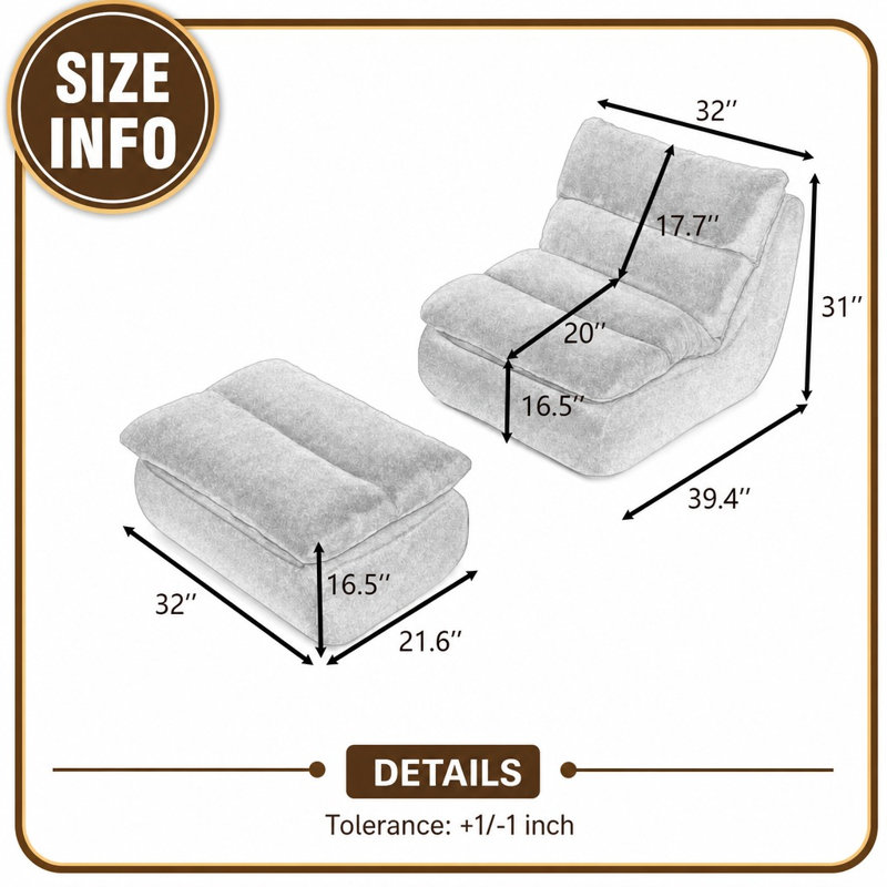 Méridienne capitonnée avec repose-pieds et méridienne ergonomique en tissu de coton jaune pour le salon et la chambre à coucher