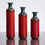 Ensemble de 3 grands vases en métal rouge rustique pour un décor de maison de campagne moderne et industriel