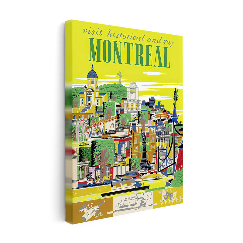 Montréal, Canada, Sans cadre, Canevas, H 12 po x l 16 po