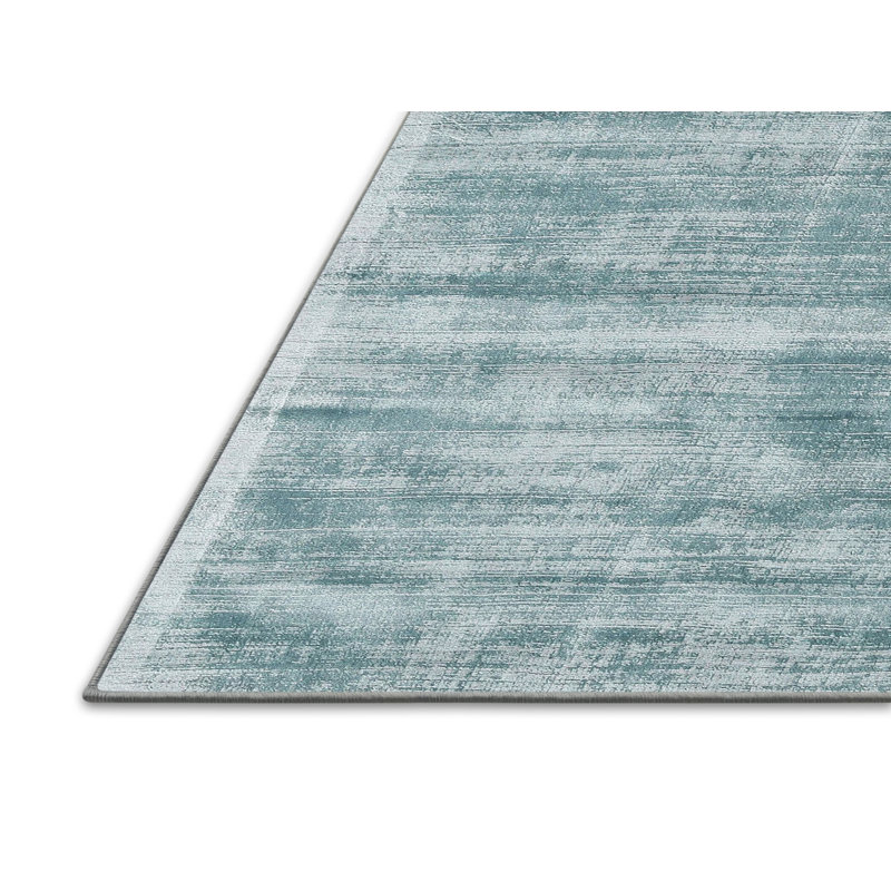 Tapis bleu ciel contemporain, Rectangle 5 pi x 7 pi