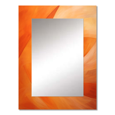 Tangerine Twist Spriral - Abstract Spirals Wall Mirror, Peach Decorative Mirror, Printed Metal Art