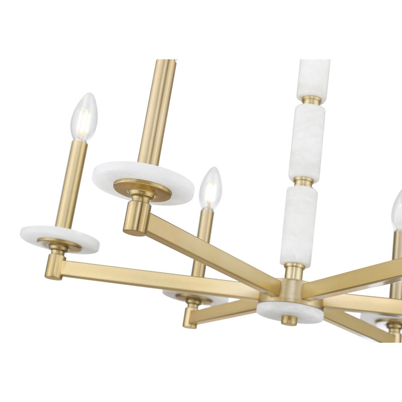 Lustre moderne Kaden, Doré, Six lumières, H 29 po x l 28 po x P 28 po