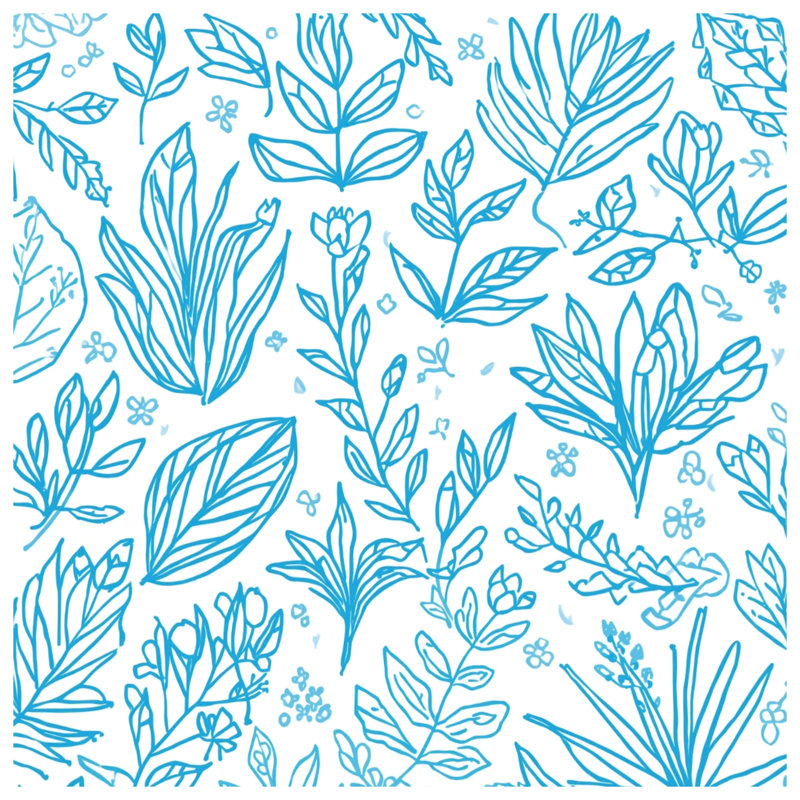 Blue Botanical Line Art Comforter, Twin