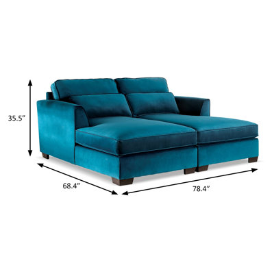 78.4" W Contemporary Sectional, Teal