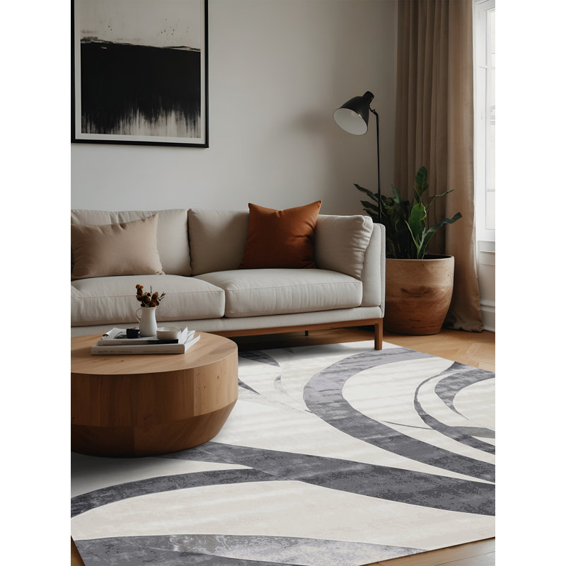 Machine Washable Gray Area Rug, Square 3'
