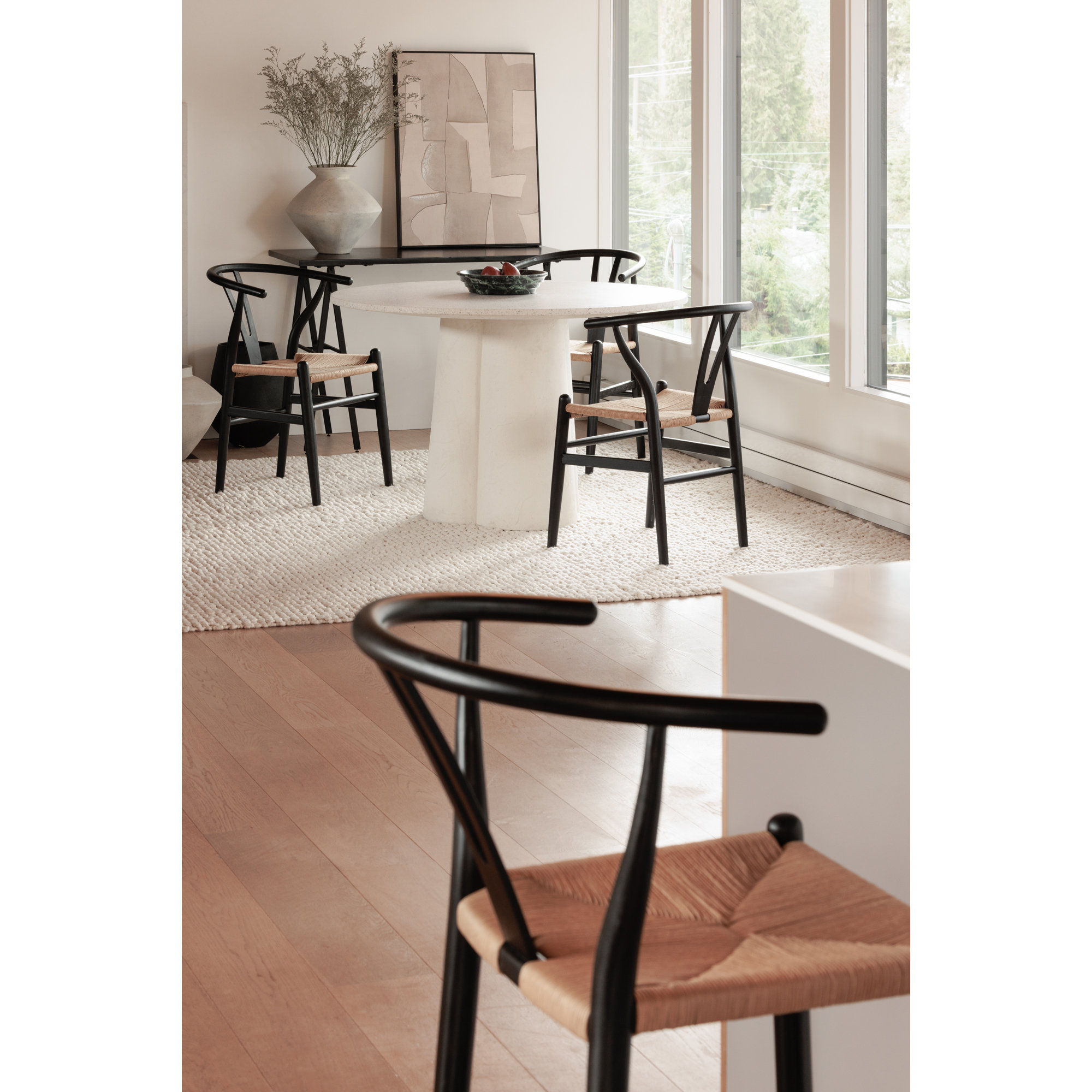 Albarado Woven Stool, Counter Stool (26” Seat Height), Natural/Black
