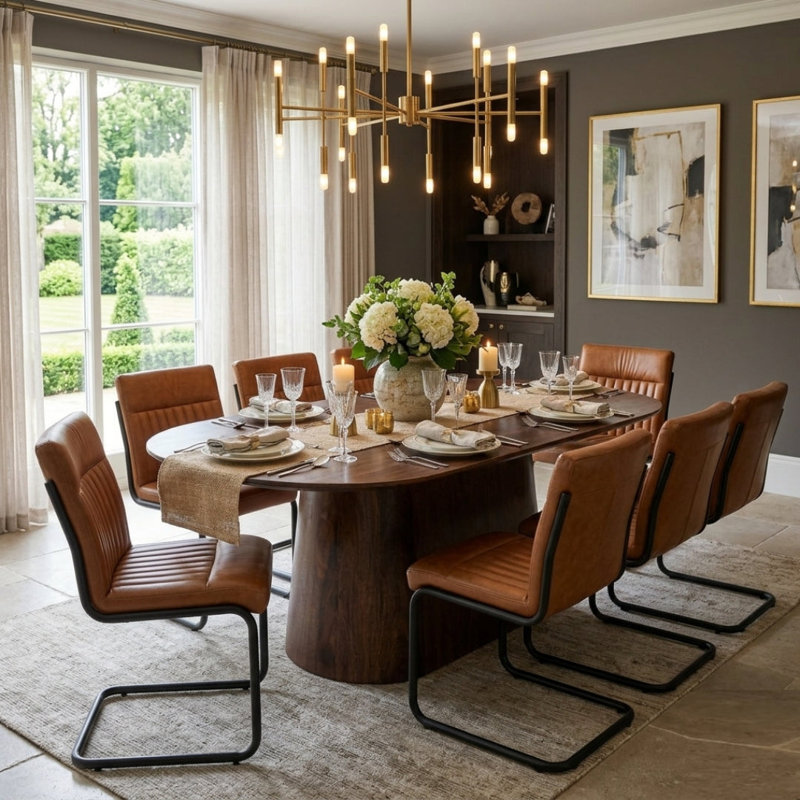 Solid Wood Base Dining Table