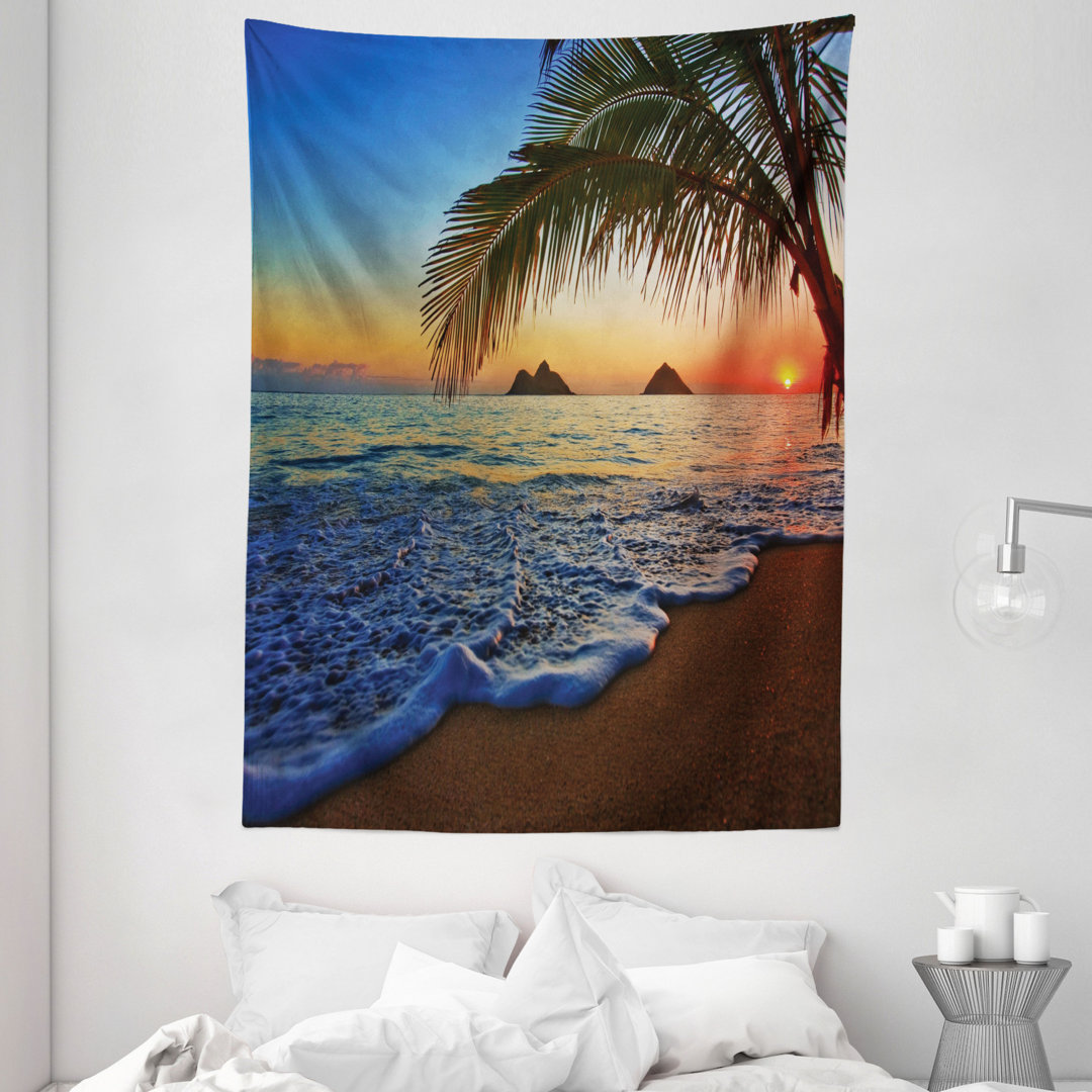 Wandbehang Pazifik Sonnenaufgang am Lanikai Beach Hawaii Wavy Ozean OberflÃ¤che bunte Himmel Szene