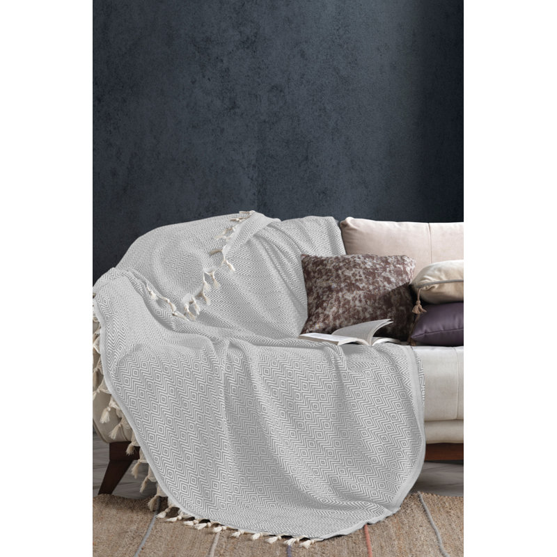Housse pour canapé à coussins en T, 100% coton gris clair
