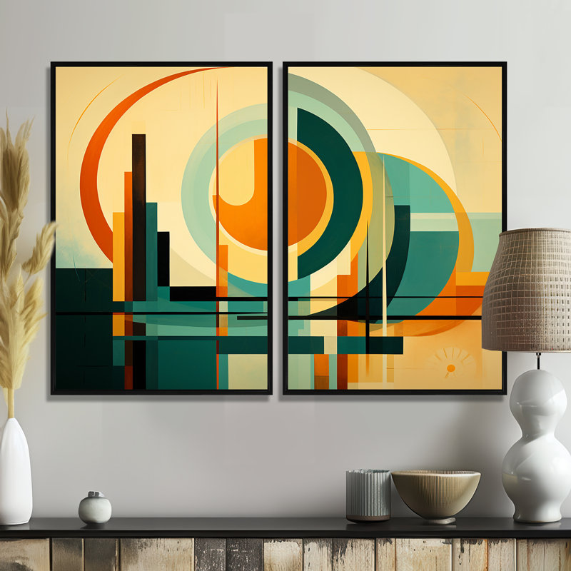 Rétro moderne pleine lune II - impressions abstraites sur toile de style Mid-Century, Noir, H 36 po x l 48 po