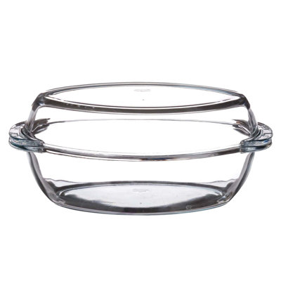 Urbn-Living Oval Glass Stainless Steel 2 Piece Ramekin Casserole Bakeware Set