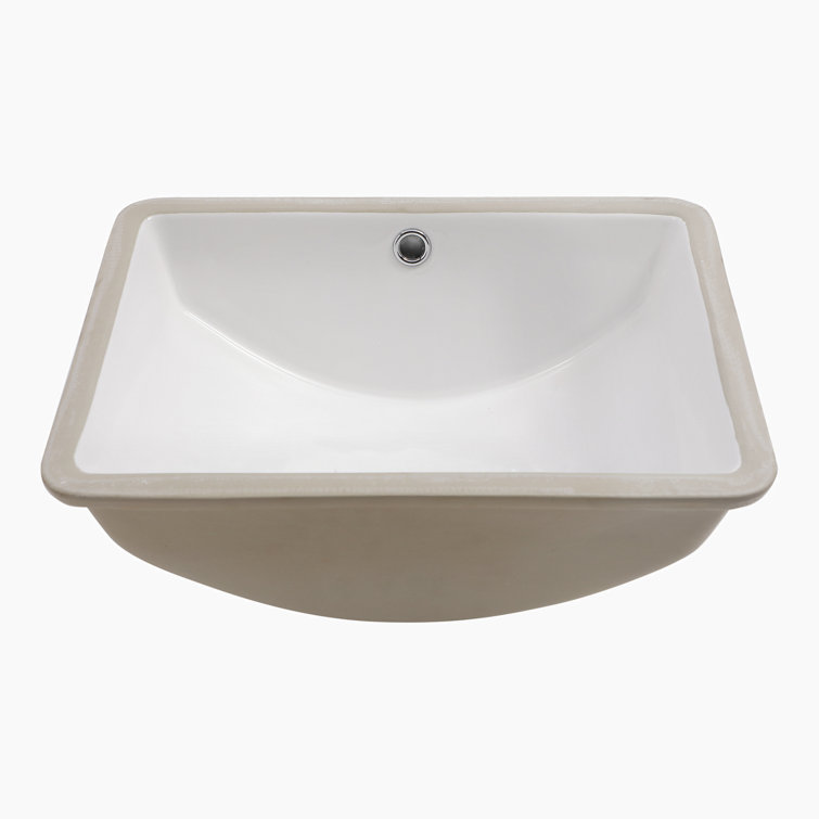 Hewei 14'' White Ceramic Rectangular Bathroom Sink with Overflow