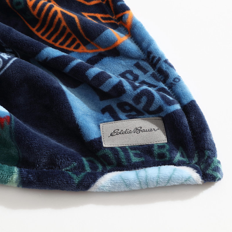 Couverture réversible en molleton ultra doux Eddie Bauer, Double/Grand, Timbres bleus
