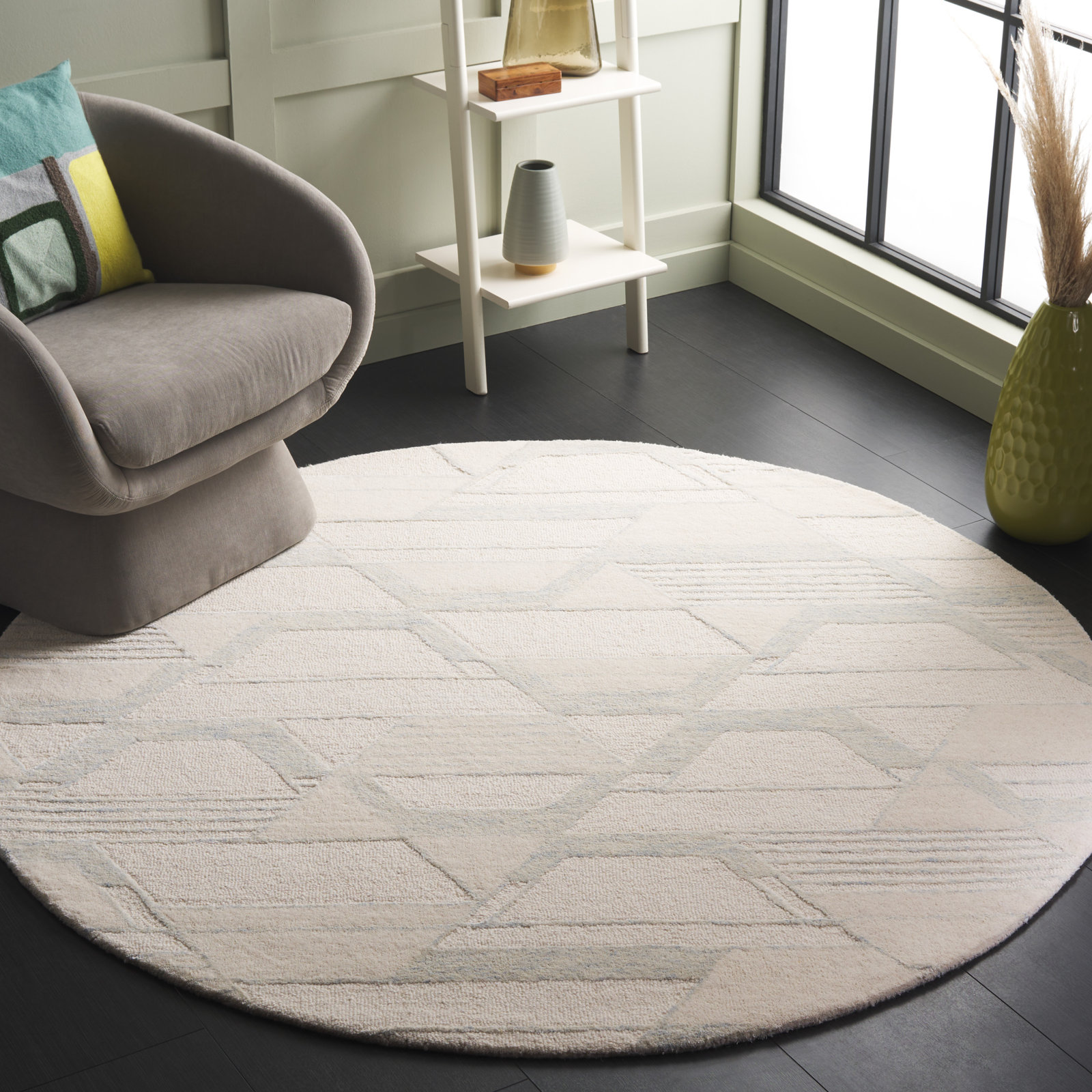 Kyrie Hand-Tufted Abstract Rug, Round 6'