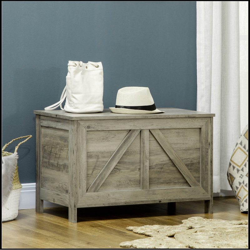 Farmhouse Storage Chest With Lift Top And Safety Hinge For Bedroom, Entryway, And Living Room