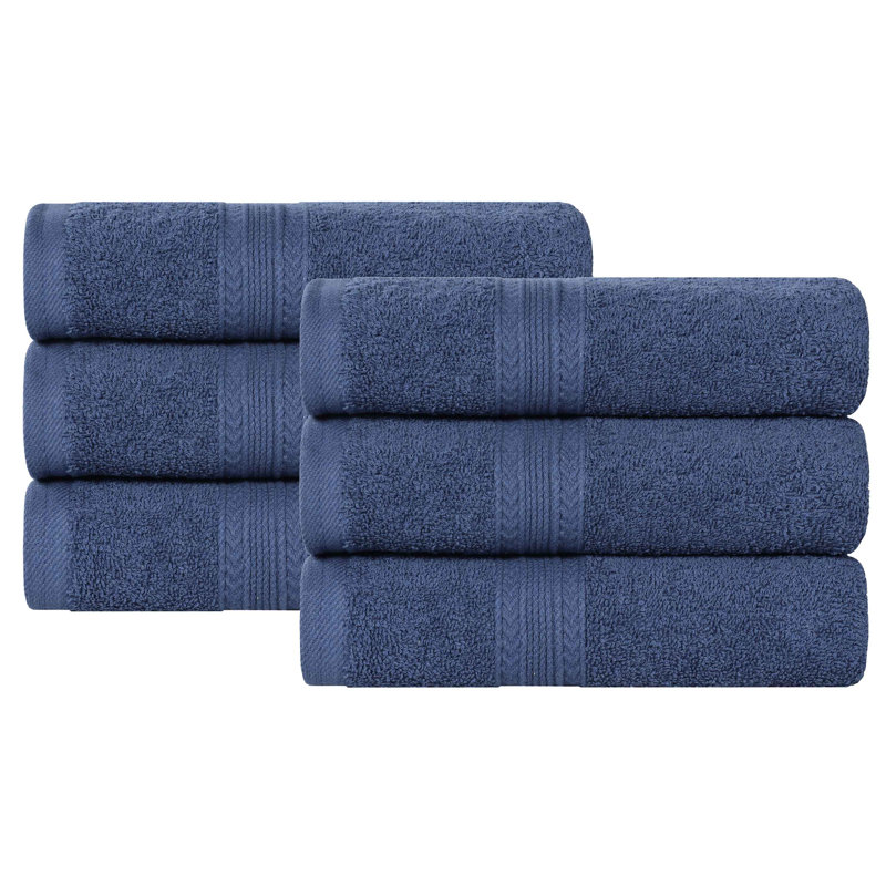 Hannu 450 GSM Eco-Friendly 100% Ringspun Sustainable Cotton Solid Hand Towel Set, Navy Blue