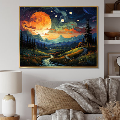 Colourful Northernlights Road To Infinity I - Landscapes Canvas Art Print