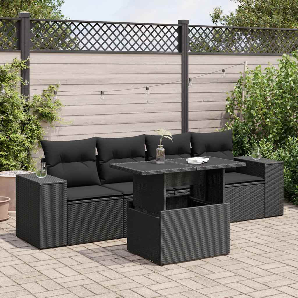 Vidaxl 5-Tlg. Garten-Sofagarnitur Mit Kissen Beige Poly Rattan