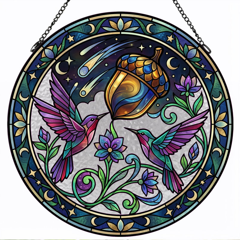 Panneau de vitrail en verre coloré, 7,8 heures, H 7,8 po