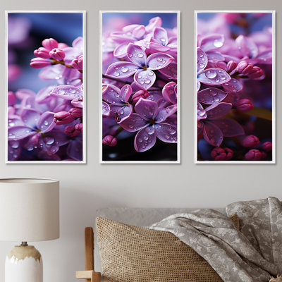 «Pink Lilacs Photo Harmony I», ensemble d'art sur toile lilas