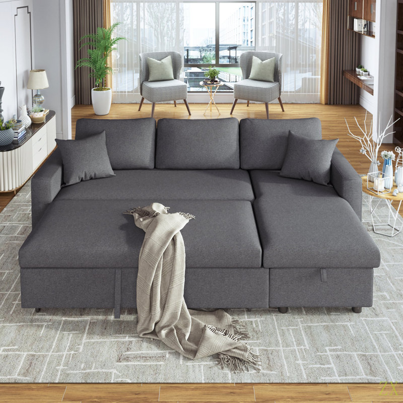 Canapé-lit modulaire avec rangement 87,44 po et 2 coussins décoratifs