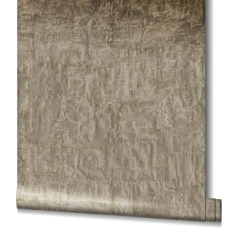 Earth Collection Textured Bark Sheen Wallpaper Roll, Brown