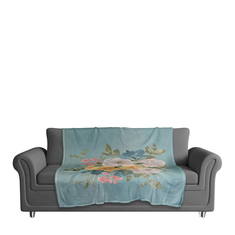 Jeté aquarelle fleurs