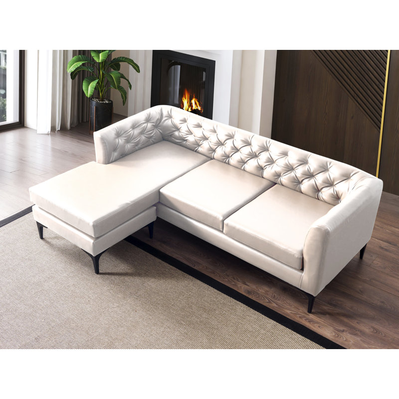 Glenyce Upholstered Sectional, Beige Angora
