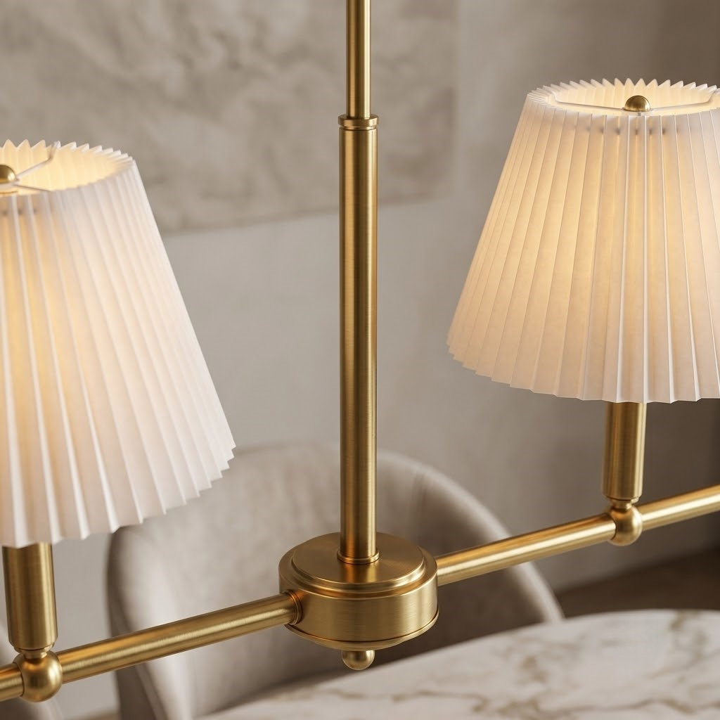Costa Wrought Iron 4-Light Linear Chandelier, Brushed Brass